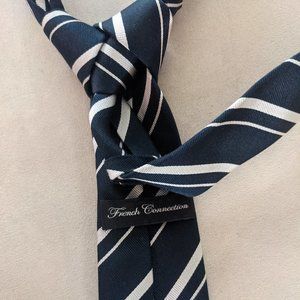 FCUK blue and white striped neck tie